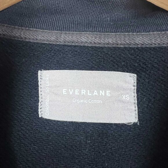 Everlane The Track Half-Zip sweatshirt black organic cotton cropped top - Picture 6 of 8